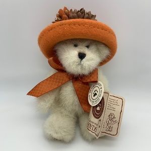 Vintage Boyds Bears Darla May Retro Floral Hat Orange Bow Plush Bear